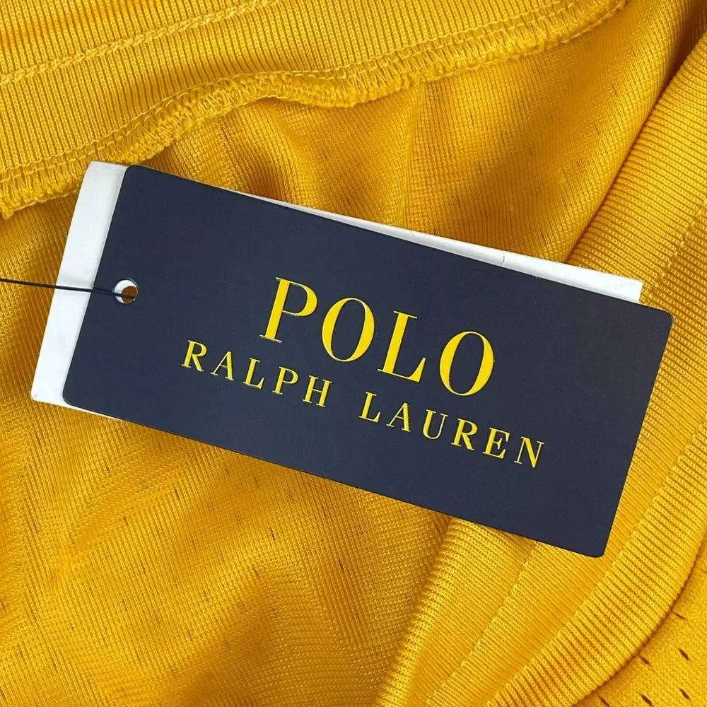 Polo Ralph Lauren Shorts Men XL Yellow Polo Track Team 067 Mesh Pockets NWT $110